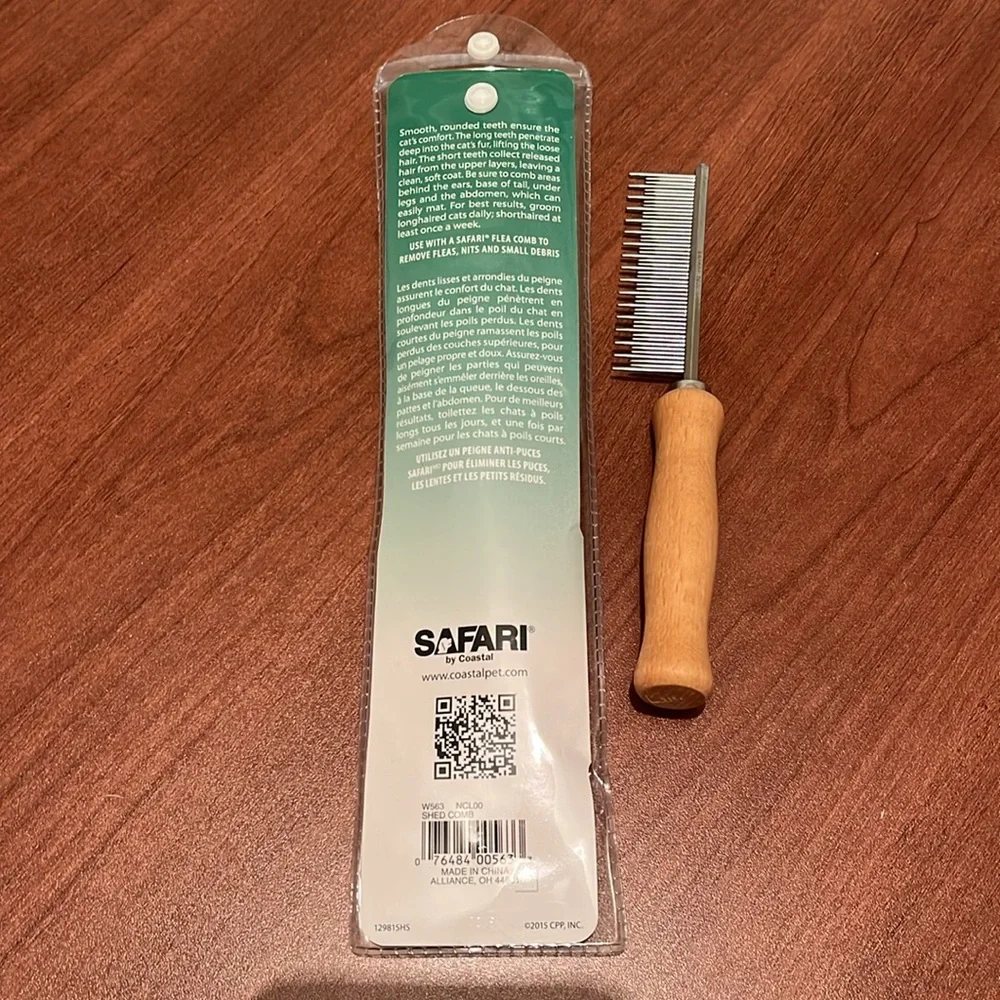Cat Comb with Wooden Handle